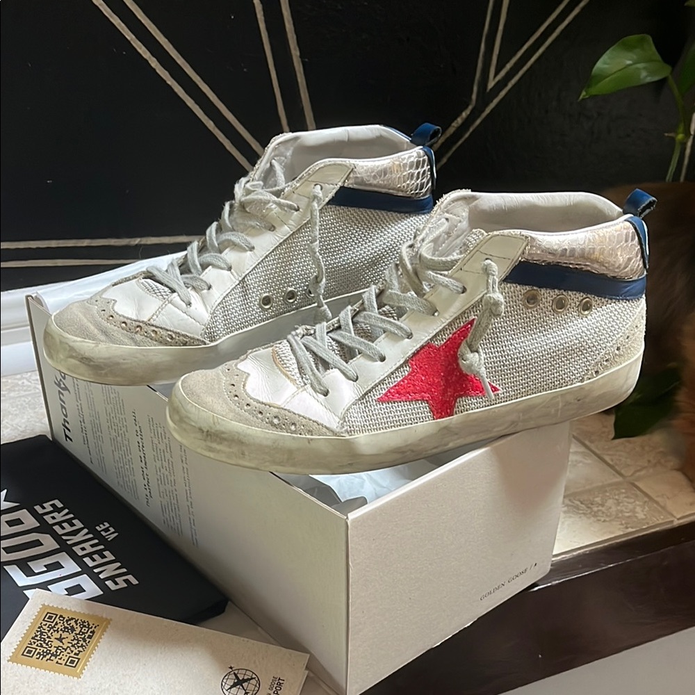Golden Goose Sneakers with Pink Star Accent